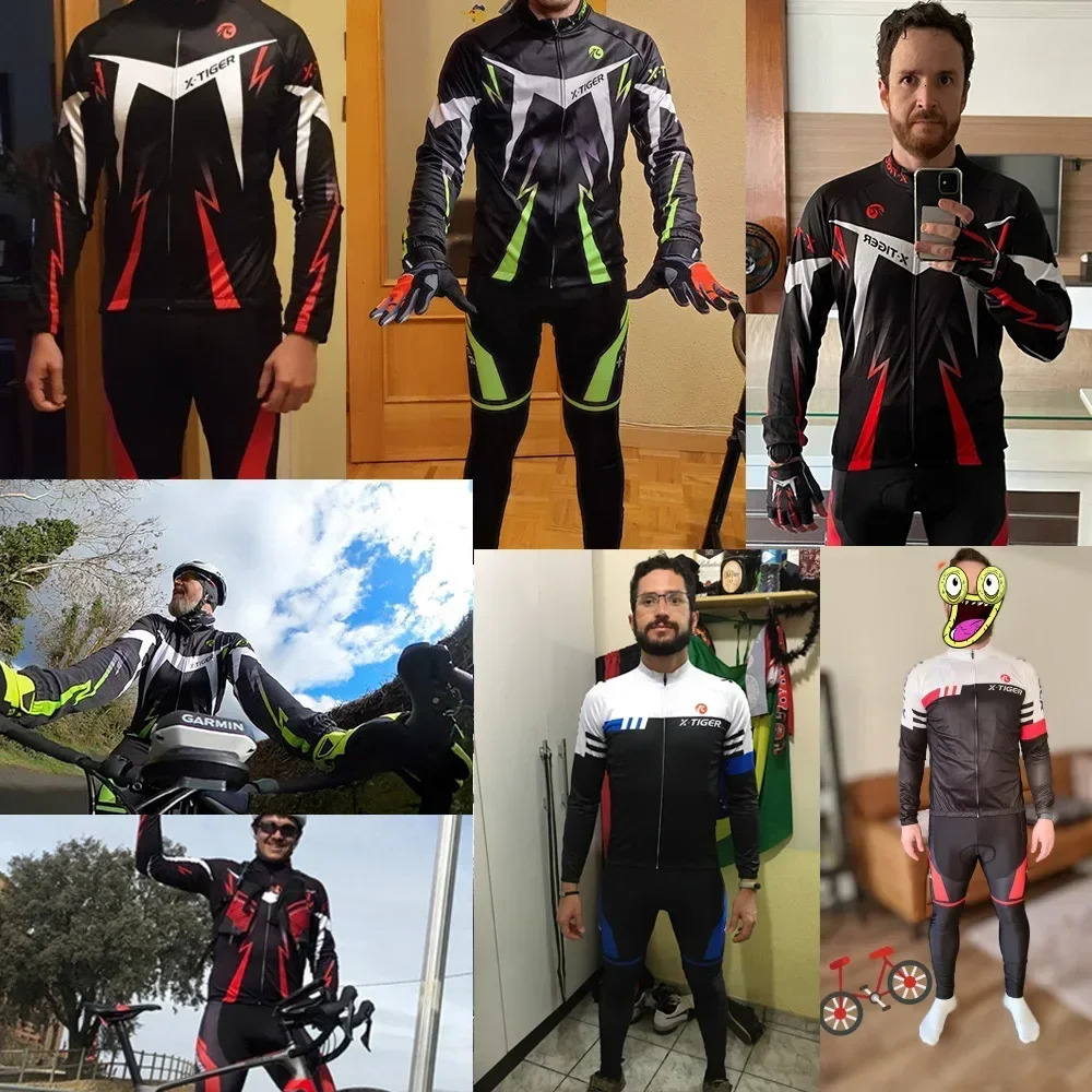 X-Tiger Winter Cycling Jerseys Set Long Sleeve Thermal Fleece Bicycle Clothing Keep Warm Bike Wear Suit Sportswear 240930