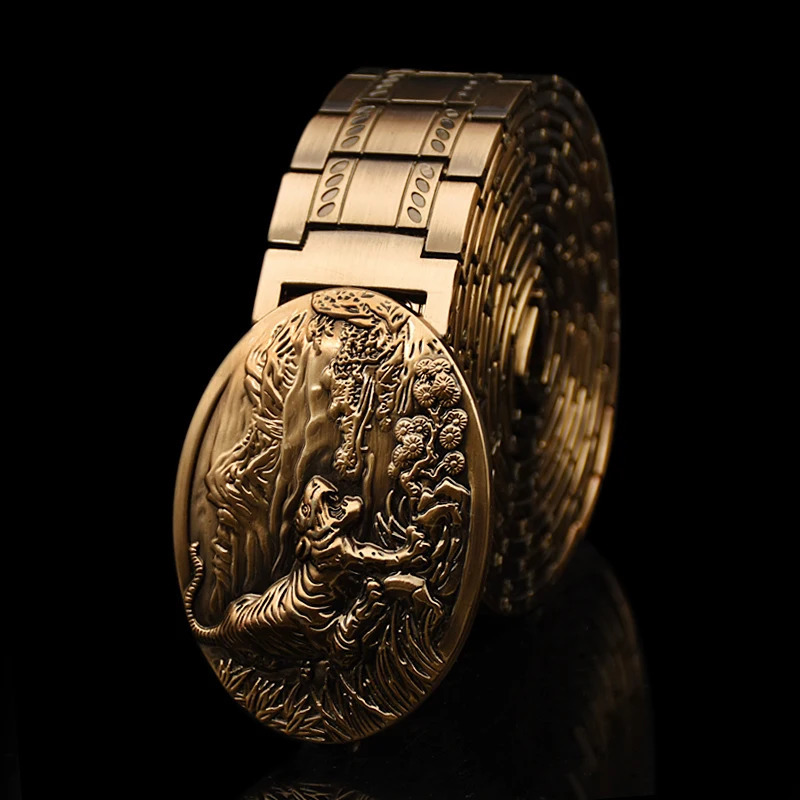 Mens belt Stainless steel belt Metal belt Fugulong Metal belt Chinese Loong belt er 240925