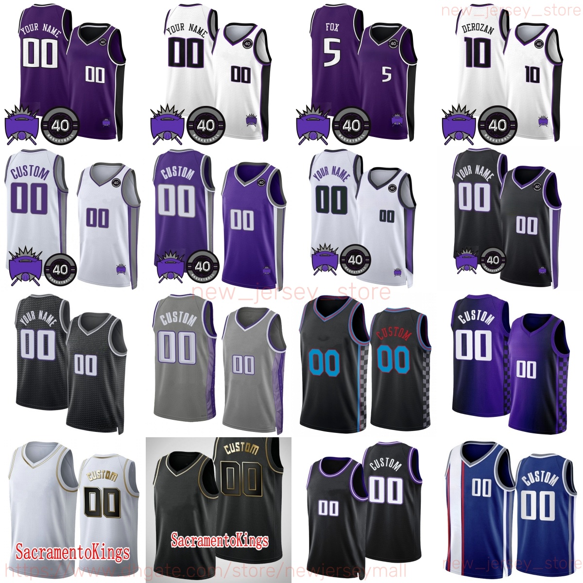 5 De'Aaron Fox Jersey Custom 2025 Printed Basketball 10 DeMar DeRozan Domantas Sabonis Keegan Murray Malik Monk Kevin Huerter McLaughlin Crawford Jones Robinson