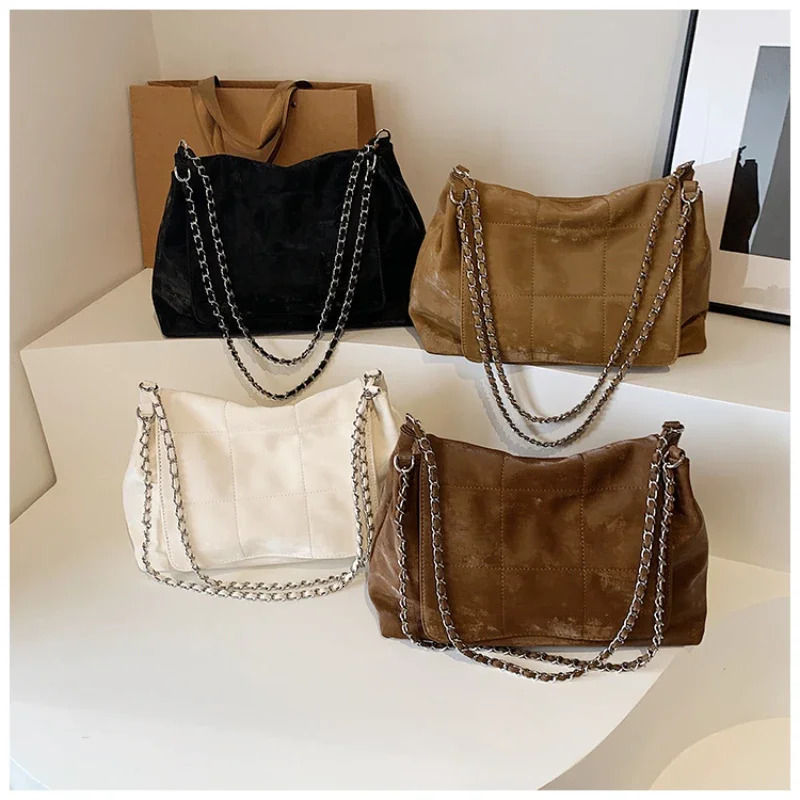 Suede Solid Color 2024 Selg er Buckle High Beauty Fashion Shoulder Bag Soft Versatile Simple Handbag 240929 7e67 4