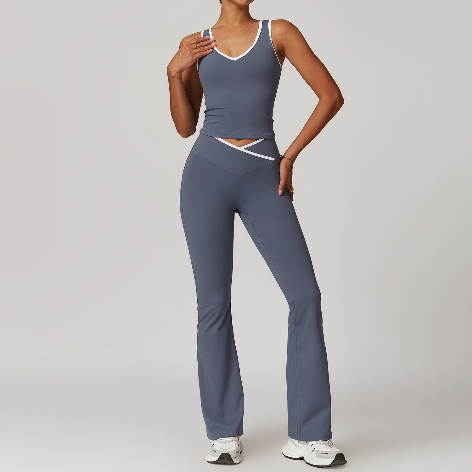 Women s Yoga Two piece Set Sports Bra Cross High Waist And Hip Lifting Sports Pants Contrasting Color Backless Tight Nude Set Running Yoga Suit Top