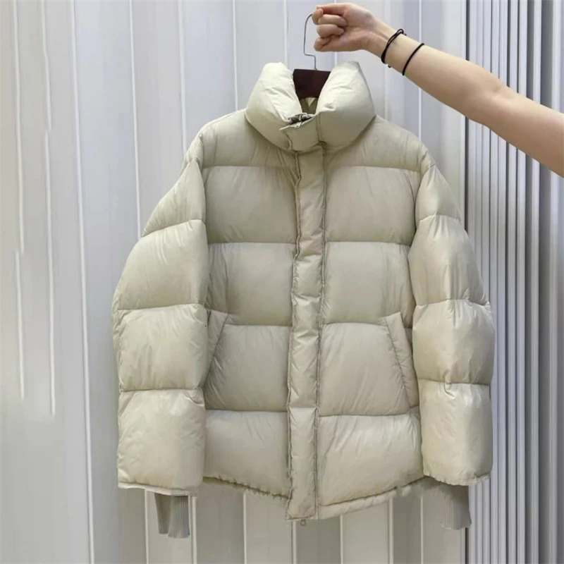 Winter Womens Big Collar Thick Warm 90 White Duck Down Jacket Y2K High Quality Fashion Loose Casual Breadman 240926