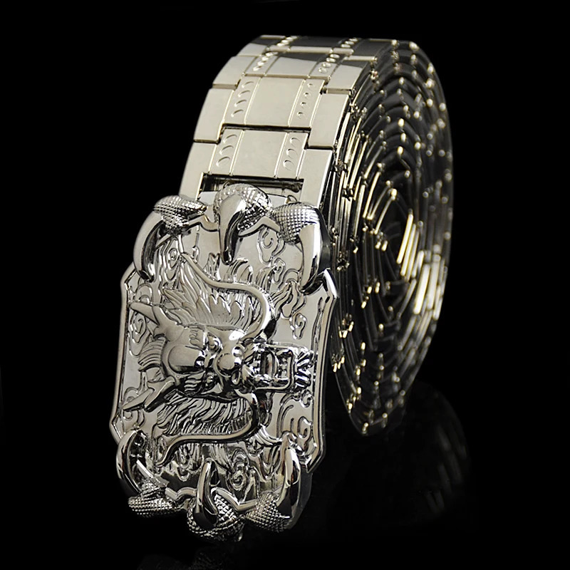 Mens belt Stainless steel belt Metal belt Fugulong Metal belt Chinese Loong belt er 240925