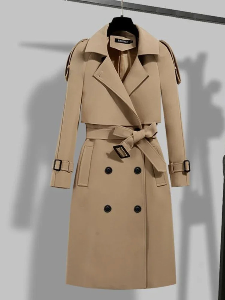 TPJB Coats Womens Winter Fashion Collar Double layer Womens Long Trench Coat Womens Windproof Coat 240929