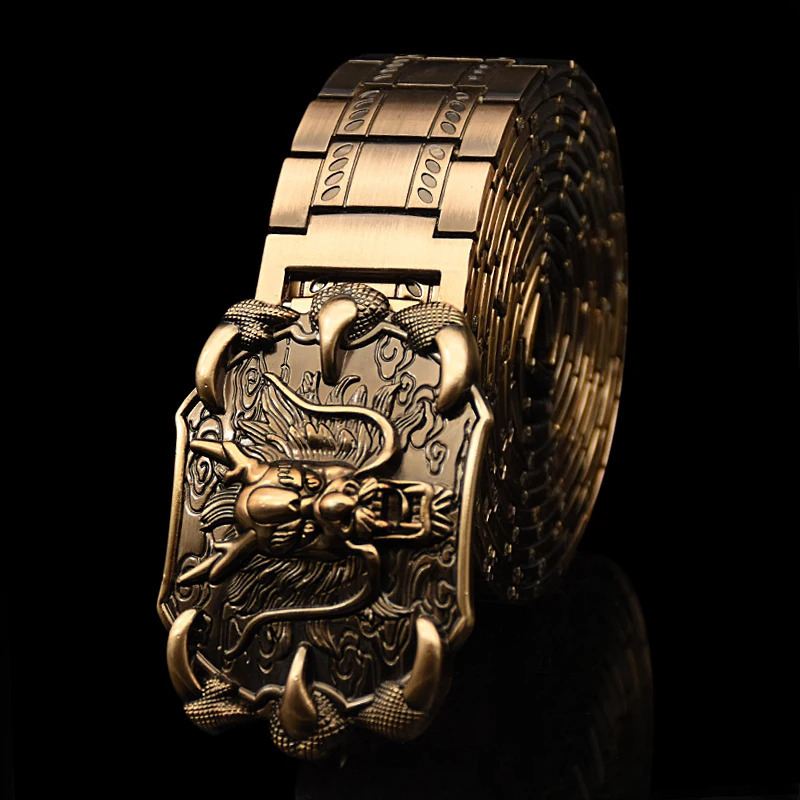 Mens belt Stainless steel belt Metal belt Fugulong Metal belt Chinese Loong belt er 240925