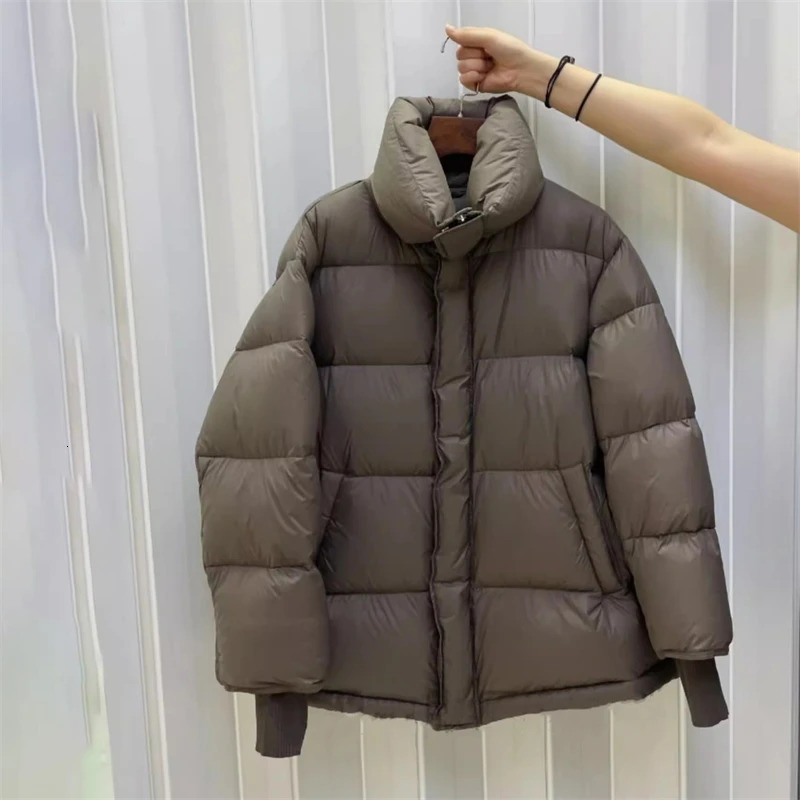 Winter Womens Big Collar Thick Warm 90 White Duck Down Jacket Y2K High Quality Fashion Loose Casual Breadman 240926