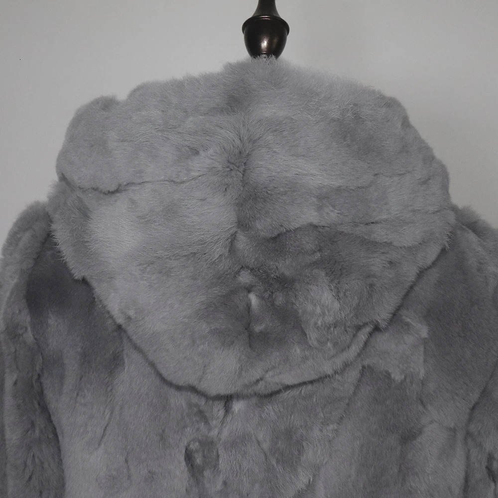 Genuine Rabbit Fur Coat Women Winter Fluffy Thick Natural Real Soft Warm 240929 B3