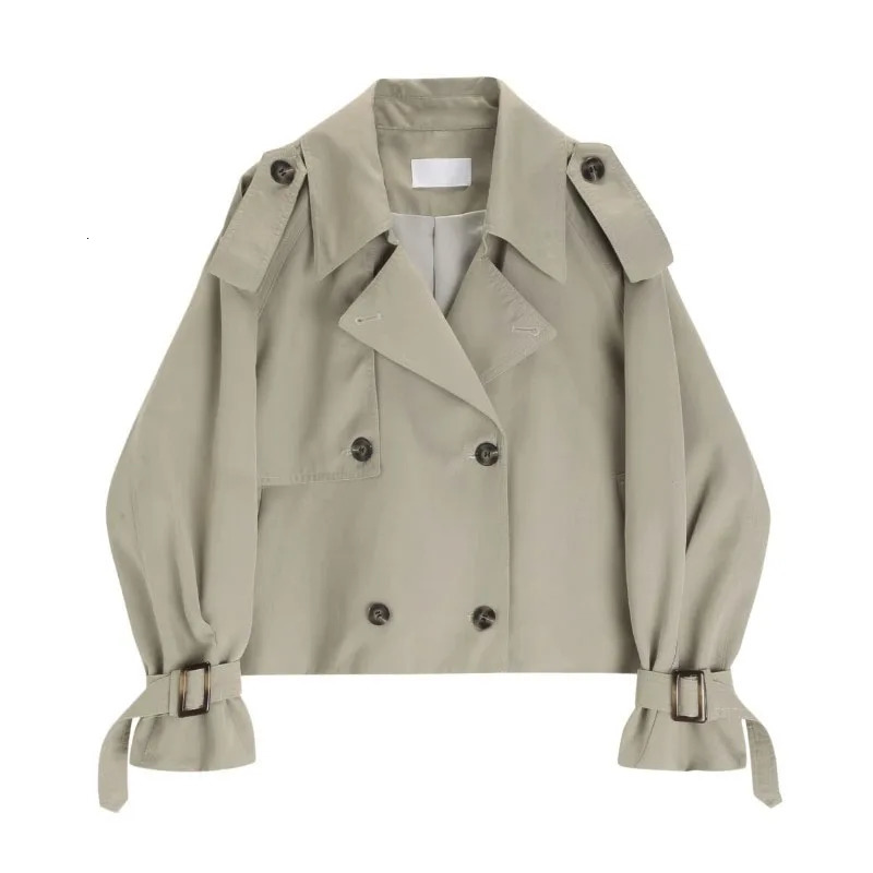 Fashionable and warm short trench coat commuting aesthetic loose womens coat womens double-layer coat autumn clothing 240929