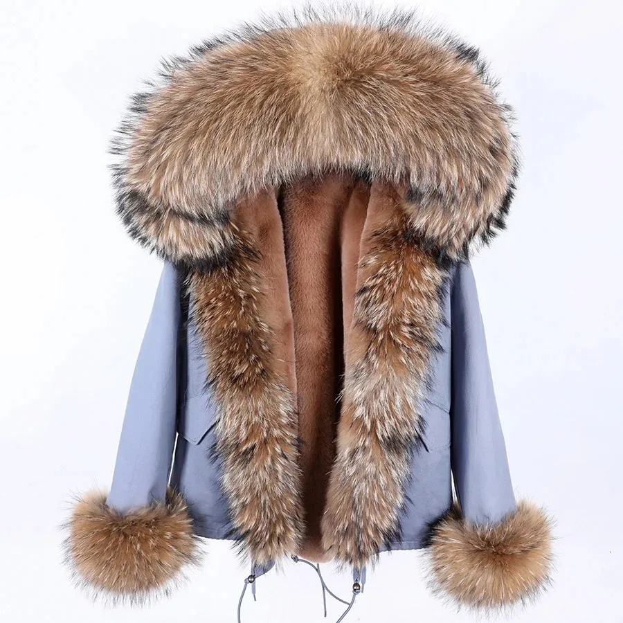 Fashion Winter Jacket Womens Genuine Fur Coat Natural Fox Collar Loose Long Park Detachable 240929