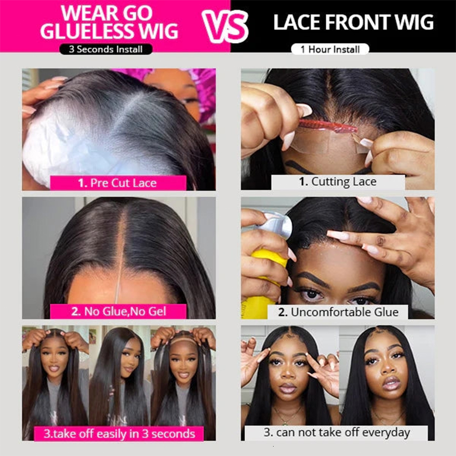 Straight 9X6 7X5 Glueless Front Human Hair Ready To Wear 6X4 5X5 Lace Closure Wig Pre Plucked Transparent Frontal Wigs