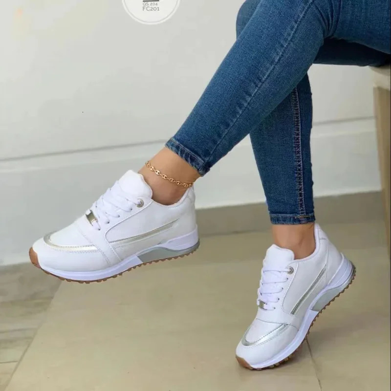 Womens sports shoes for sale are fashionable round toe flat platform shoes copper mixed shoelaces sports shoes outdoor running womens shoes ww 241008