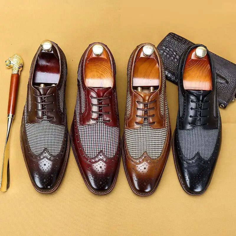 Leather Brogues mens oversized fashion wedding party mens shoes Italian er mens shoelaces Oxford mens shoes 240930