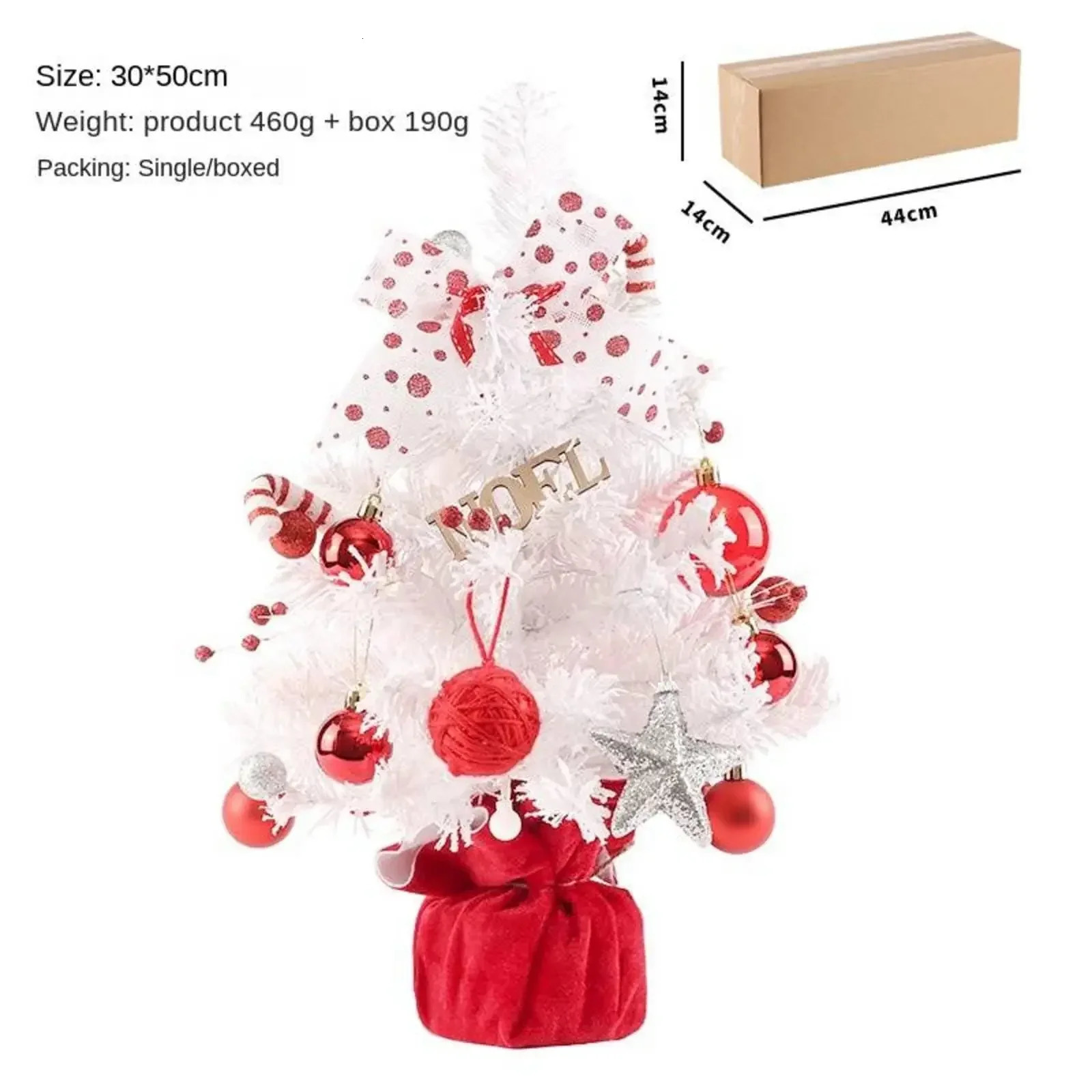 Red and white rotating music box desktop mini tree set decoration Christmas gift 240924