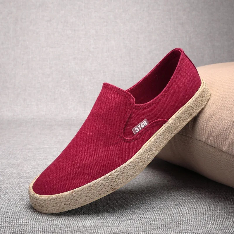 Soft Espadrilles mens linen shoes slip shoes fashionable mens shoes casual mens breathable canvas spring rubber sports shoes 240930
