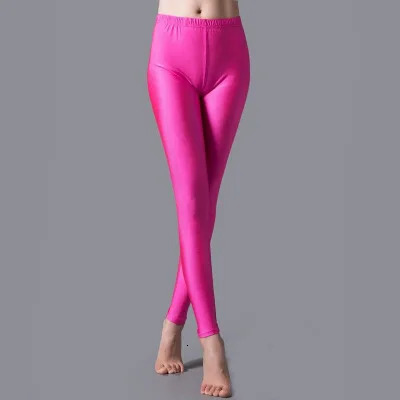Women Shiny Pant Leggings Selling Solid Color Fluorescent Spandex Elasticity Casual Trousers Shinny Legging 240924