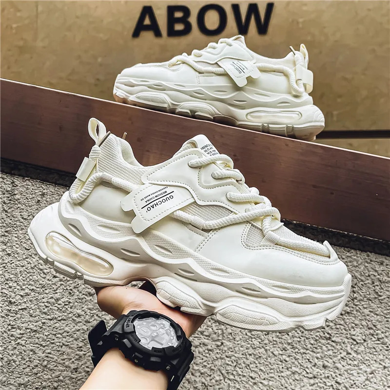 Fashion platform shoes mens outdoor lace casual shoes breathable short and chubby sports shoes mens anti slip coaching sports shoes 240930
