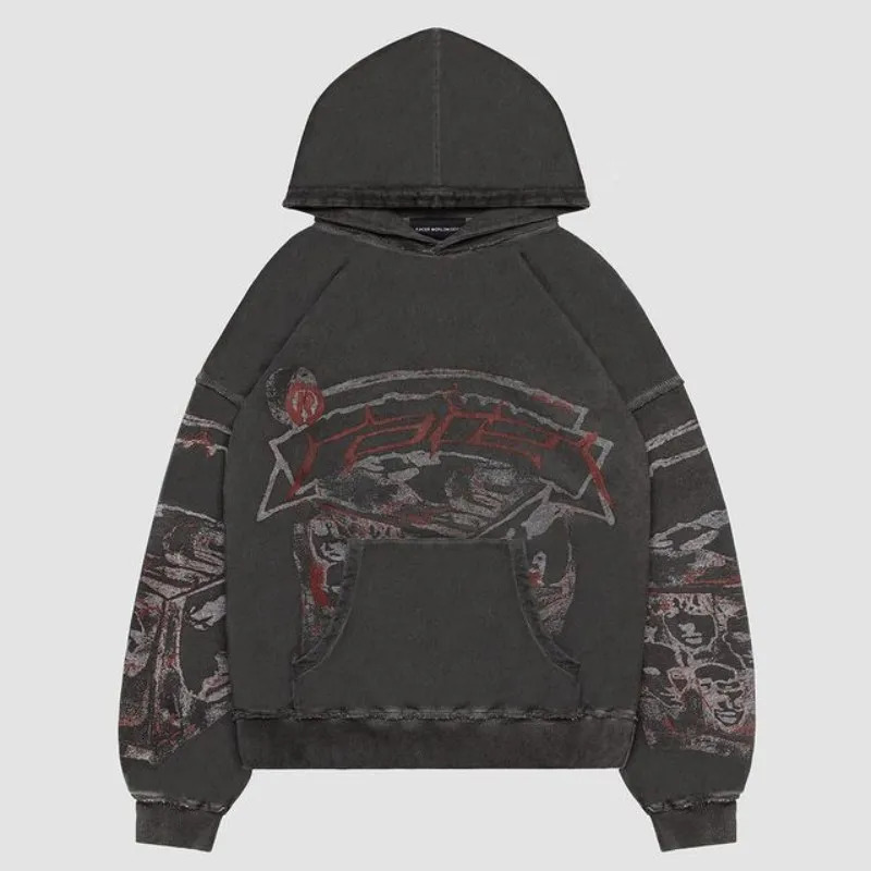 Y2K sports shirt Korean Aesthetic Fairycore long sleeved hooded sweatshirt fashionable street casual zipper mens and womens jacket 240927