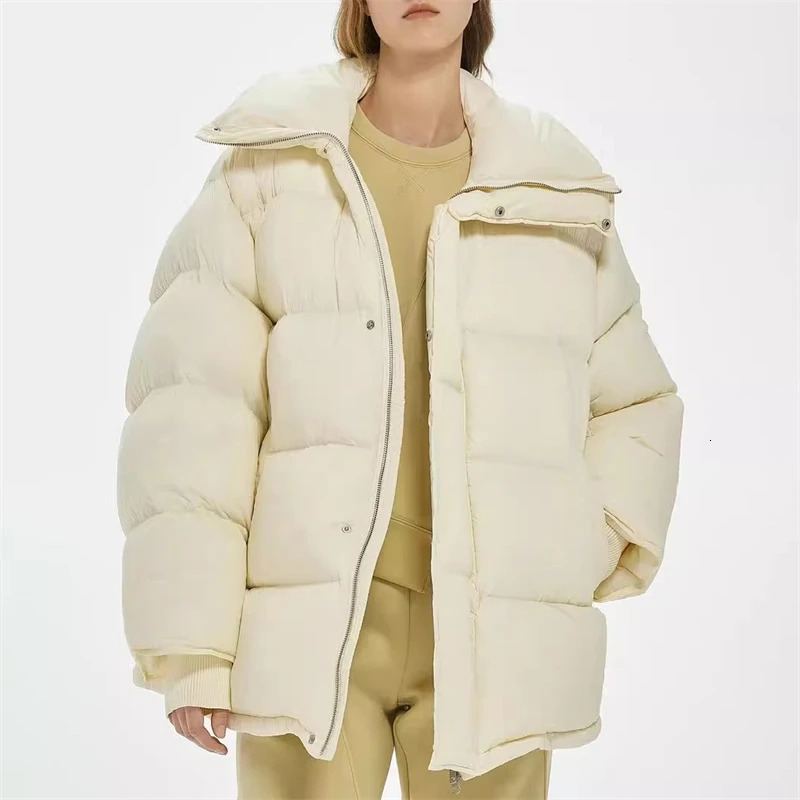 Winter Womens Big Collar Thick Warm 90 White Duck Down Jacket Y2K High Quality Fashion Loose Casual Breadman 240926