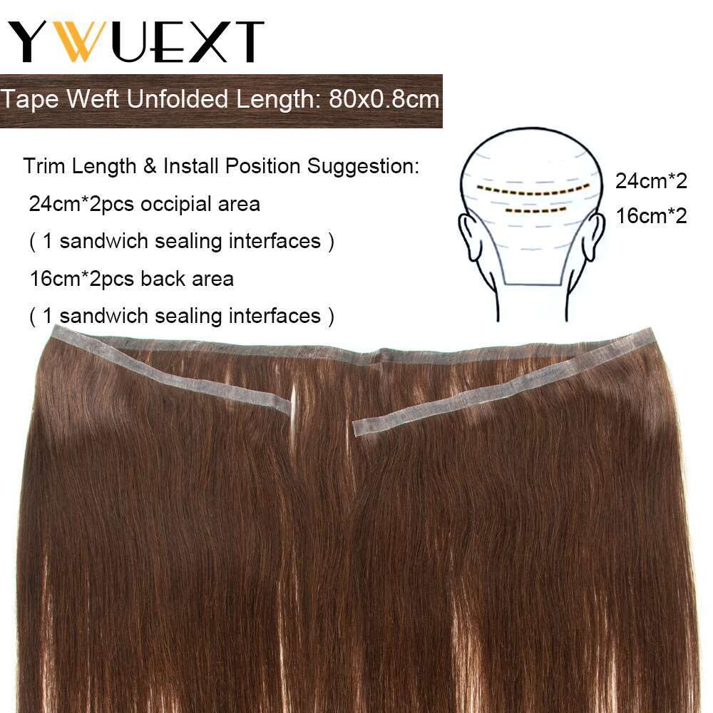 Invisible Long Tape PU Skin Human Bundles No Glue Real Natural Hair Seamless 12-20 Inches 80Cm Weft For Salon Supply