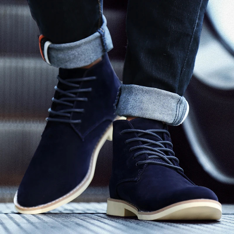 Mens Top Chelsea Boots Spring and Autumn Comfortable Formal Shoes Mens Blue Casual Soft Oxford Shoes Mens Hommes Bottes 240930