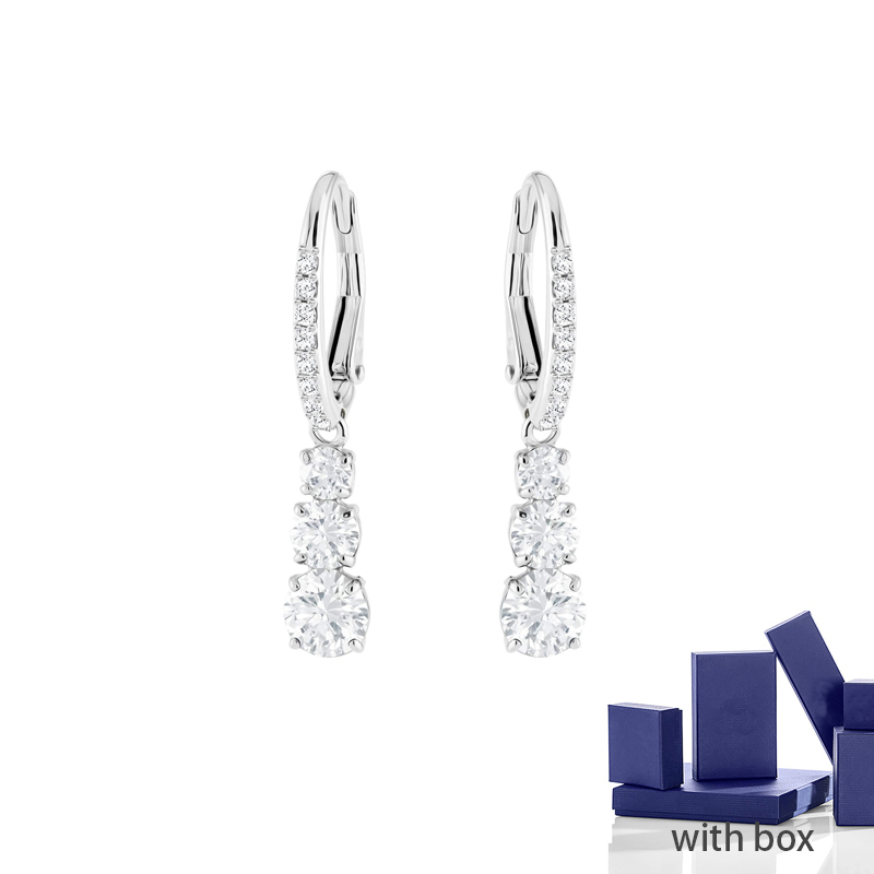 classic hoop earrings women anti allergy 925 sterling silver needle crystal diamond earrings stainless steel plated silver designer jewelry woman Christmas gift