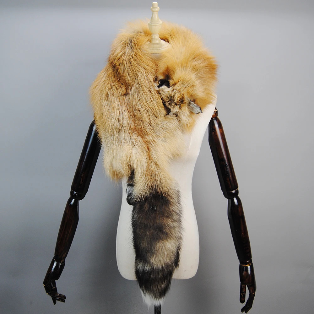 party winter real fox scarf high-end mens and womens fox fur scarf 100% natural one-piece warm real fox fur collar 240929