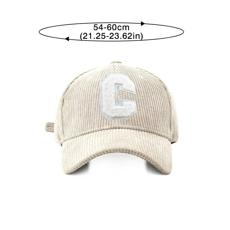 Corduroy Letter C Baseball Cap, Men's Autumn Winter Solid Ponytail Hat, Adjustable Neutral Hip Hop Dad Trucker Hat