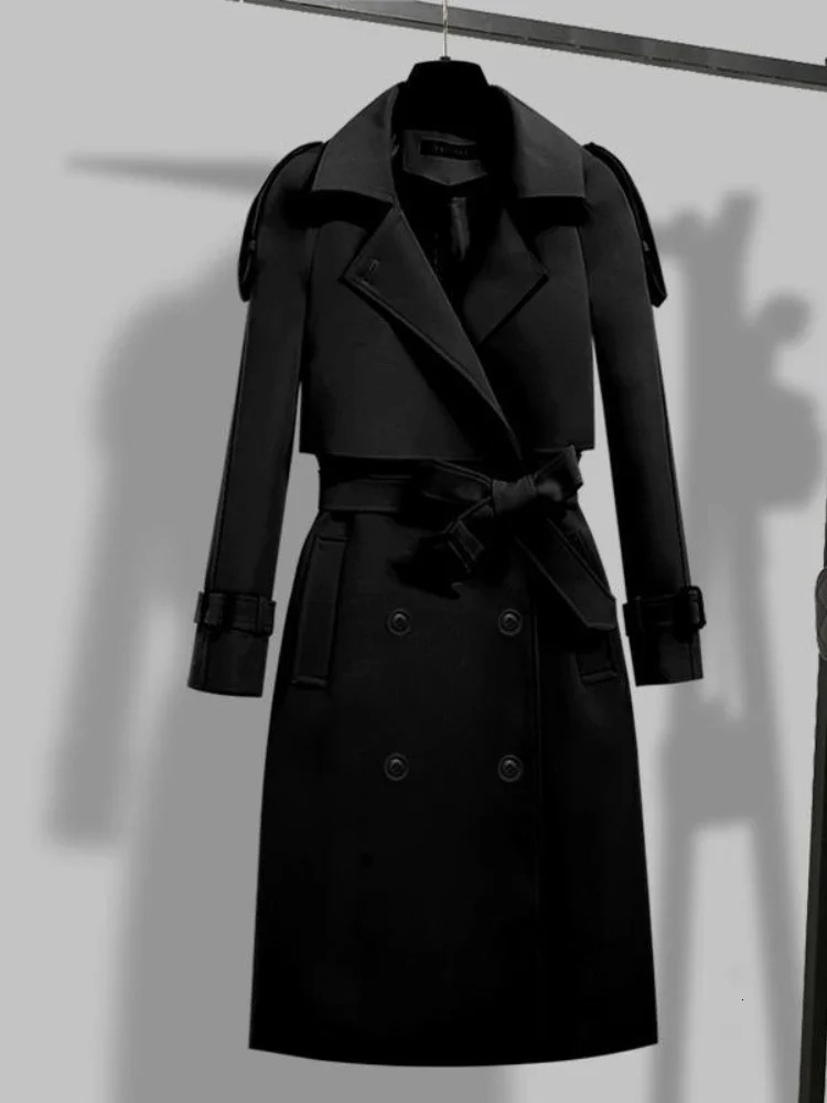 TPJB Coats Womens Winter Fashion Collar Double layer Womens Long Trench Coat Womens Windproof Coat 240929