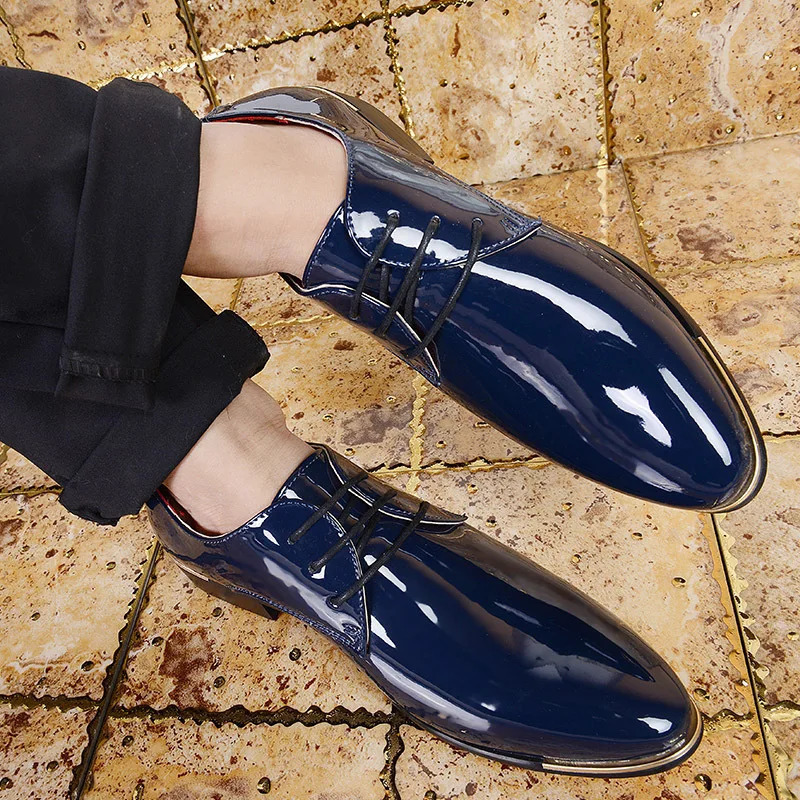 Mens High Quality Patent Leather Shoes White Wedding Shoes Size 38-48 Black Leather Soft Mens Dress Shoes 250226