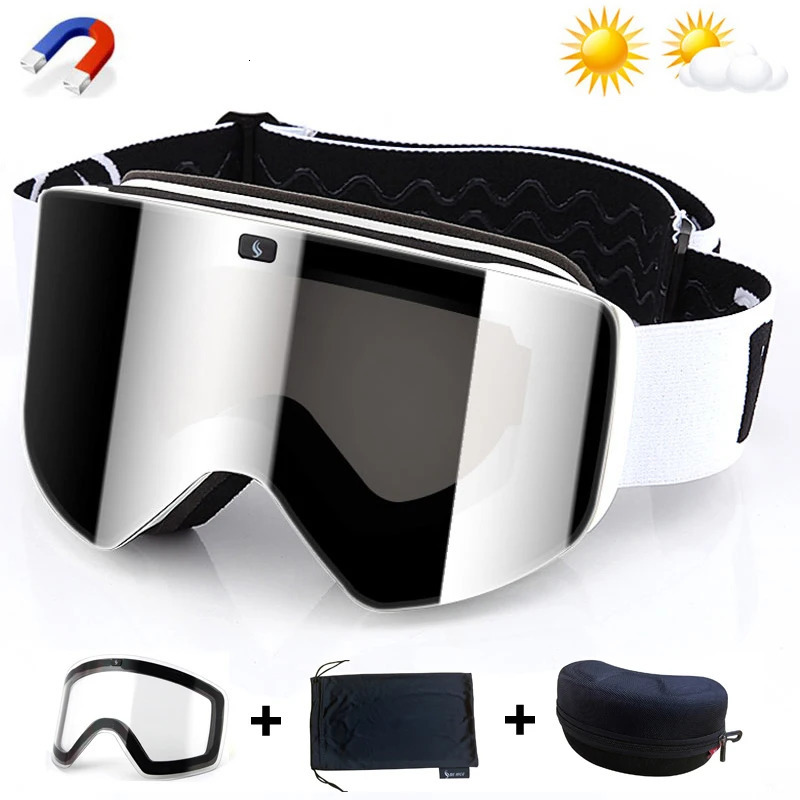 magnetic lens ski goggles double-layer polarized ski lenses anti fog ski goggles mens transparent lens ski goggles 240930