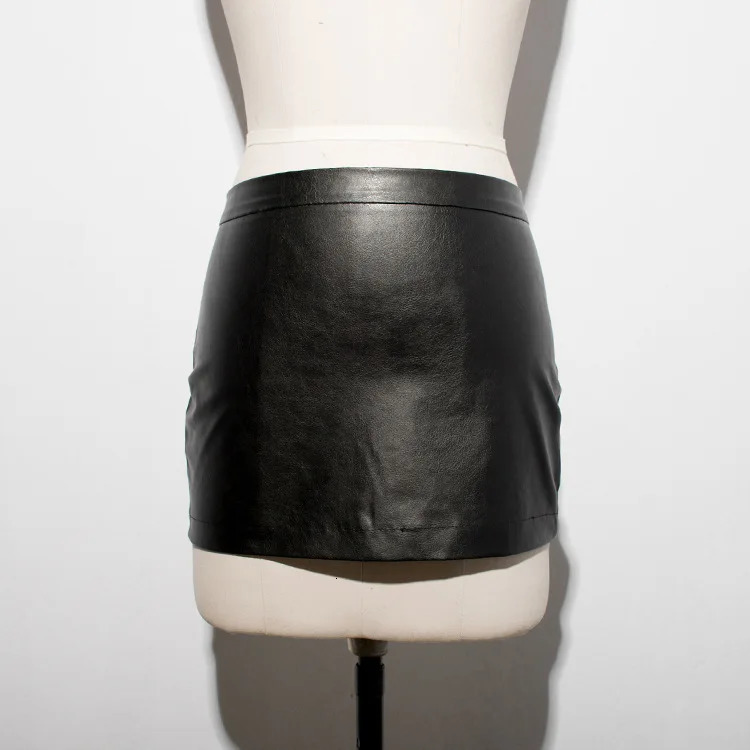 Sexy Zipper Micro MINI Skirt Faux Leather Tight Hip Slim High Waist With Belt Pencil Package Club Wear FX017 240924