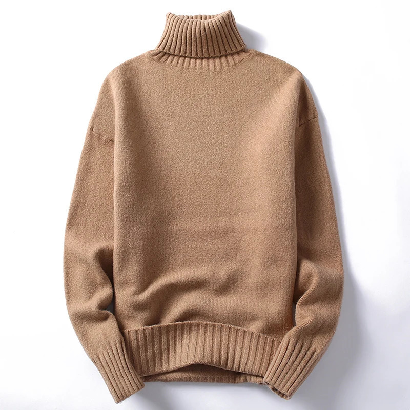 Mens Turtleneck Sweater and Pullover Winter Casual Solid Knitted Turtleneck Wool Sweater Fashion Pullover Mens 240930