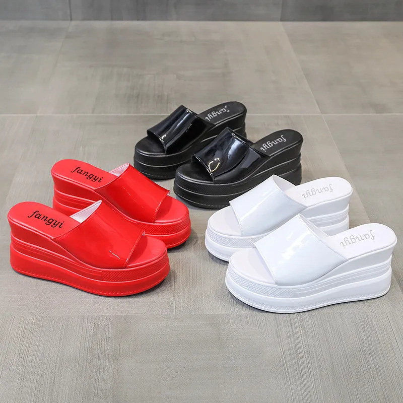 COOTELILI Fashion Slippers Women Shoe Outside Red Summer Women Platform Slippers Slip On 9cm Heel Casual 34-39 240924