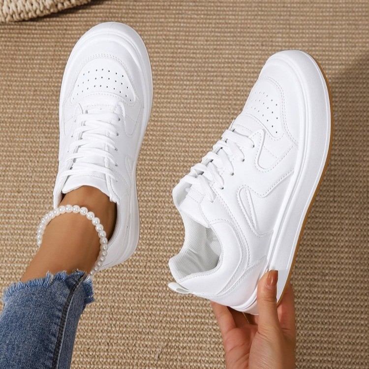 Casual Shoes for Women Breathable Blue Pink White Brown Lace Up Trendy Shoes Leather Shoes