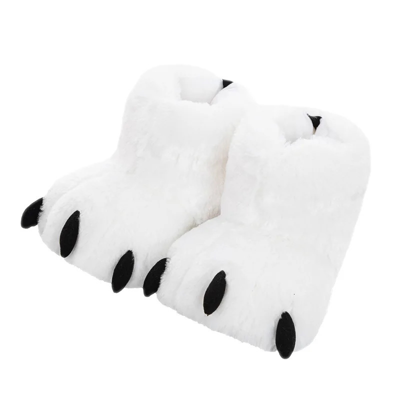 Creative Cute Bear Claw Winter Slide Boy and Girl Family Slide Fur Warm Couple Indoor Shoes Womens Cotton Boots Fur Slide240921bj