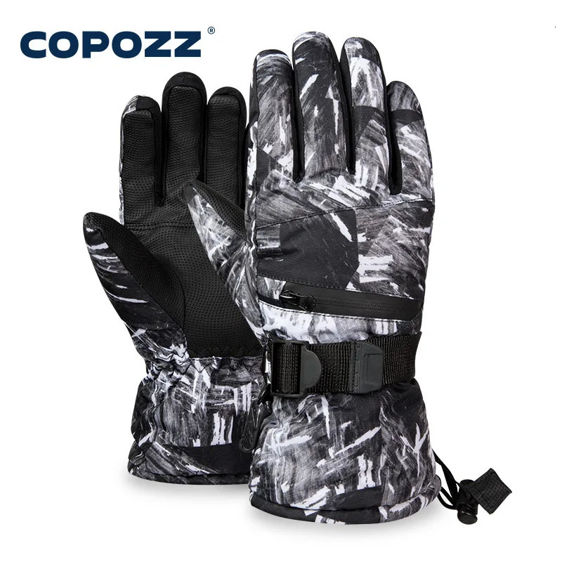 COPOZZ Mens 3-Finger Touch Screen Ski Gloves Waterproof Winter Warm Ski Board Gloves Motorcycle Riding Snow Mobile Phone Gloves 240921