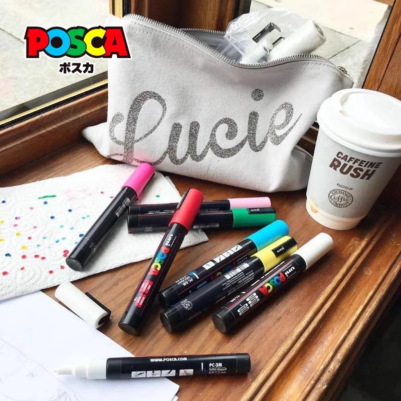 Uni Posca Acrylic Paint Marking PC-5M PC-3M PC-1M PC-17K PC-8K 7/8/12/15/24/29 Packaging Set Rock Paint Marking Art Pen 240929