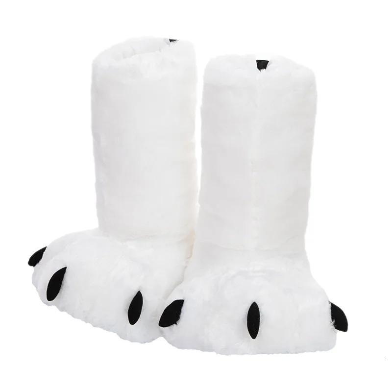 Creative Cute Bear Claw Winter Slide Boy and Girl Family Slide Fur Warm Couple Indoor Shoes Womens Cotton Boots Fur Slide240921bj