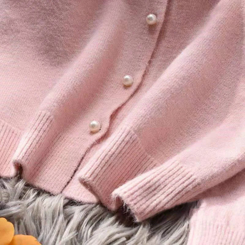Pink White Purple Yellow Knitted Sweater Women Short Cardigan Spring Autumn Fashion ONeck Long Sleeve Knit Tops Ladies Jumper 240924