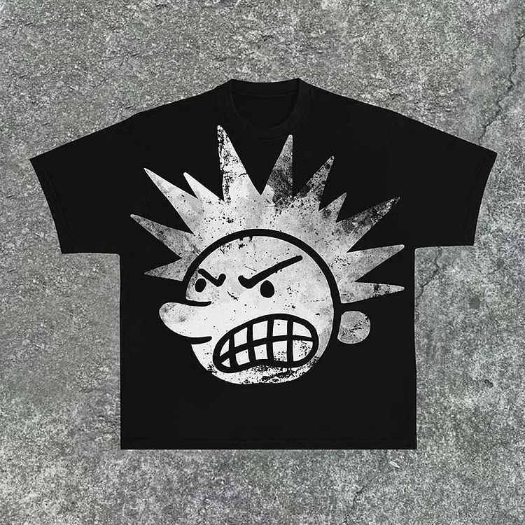 Street clothing Y2K clothing T-shirt mens hip-hop cartoon picture printing T-shirt Gothic oversized cotton short sleeved shirt 240930