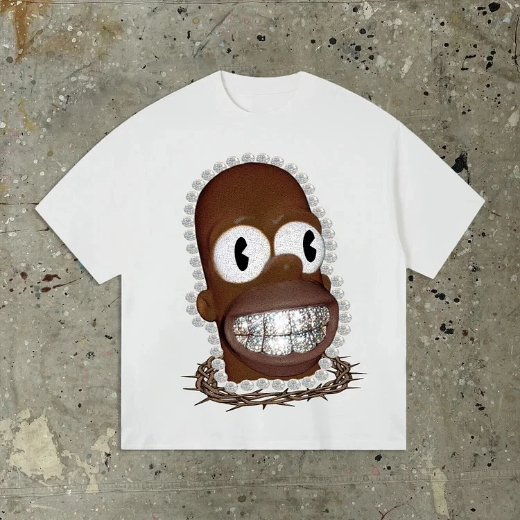 Street clothing Y2K clothing T-shirt mens hip-hop cartoon picture printing T-shirt Gothic oversized cotton short sleeved shirt 240930