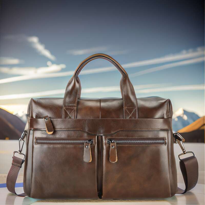 Leather Men's Business Shoulder Office Bag Men Executive Laptop Large Capacity Briefcase Teacher Handbag Transverse