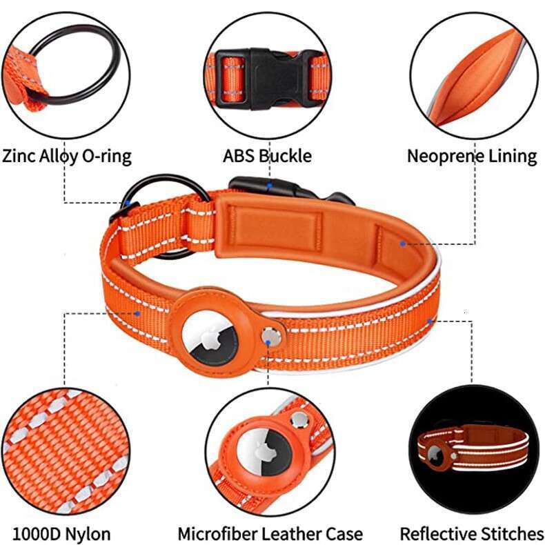 Apple Airtag tracker protective case missing pet locator Reflective bell collar for dogs and cats
