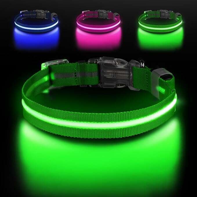 for Night Walking,Rechargeable Light Up Collar Led Color,Glow in The Dark Dog Collars Waterproof