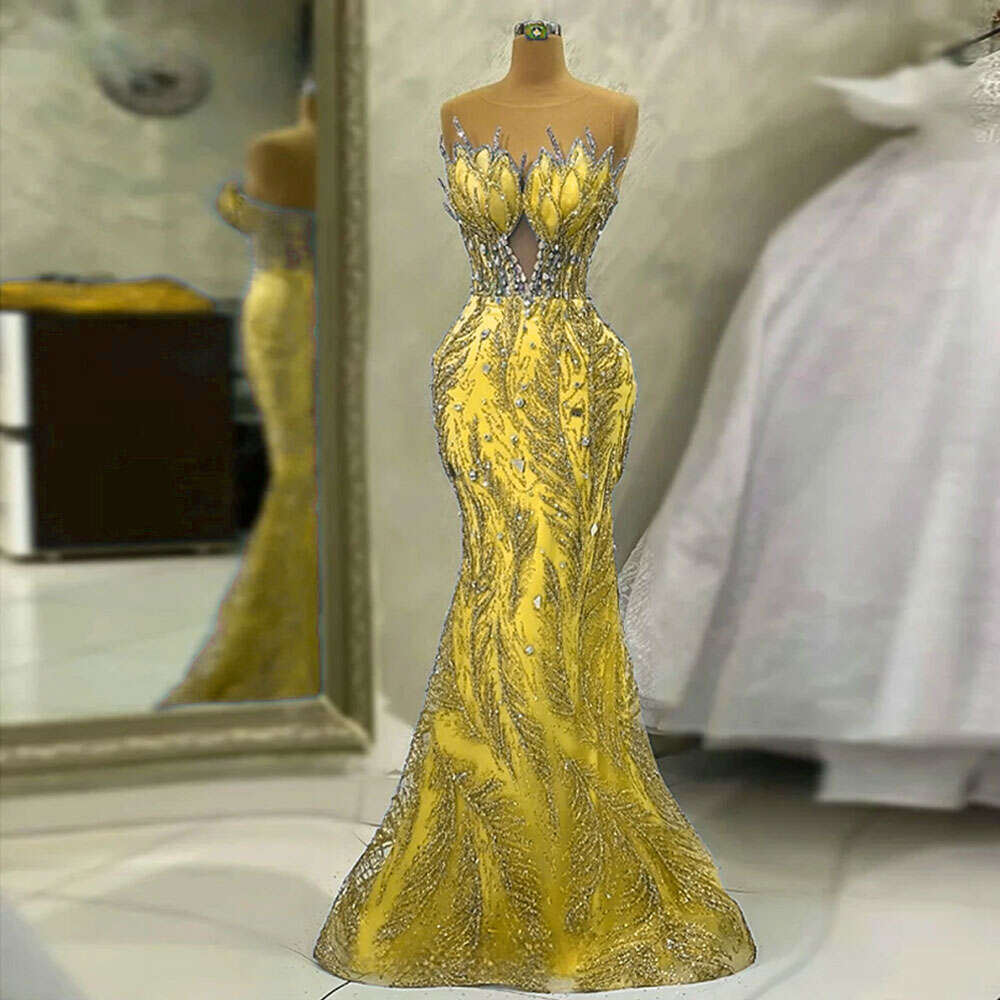 Sparkle Sequins Beads Evening Dresses African Women Elegant Feather Empire Prom Gowns Mermaid Long Formal Party Ballkleider 0220