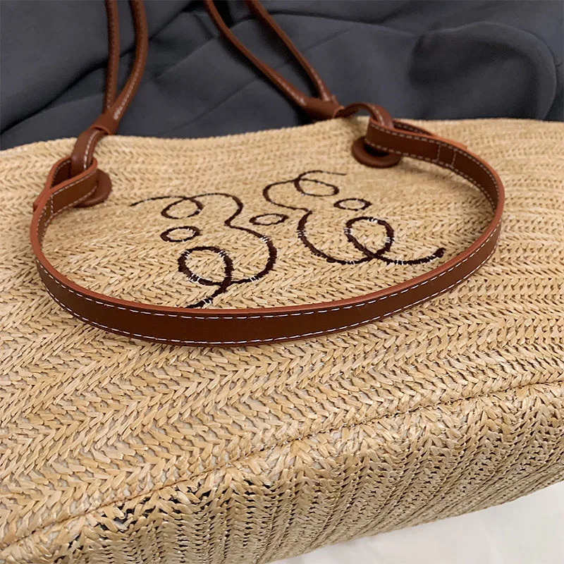 3 Womens large capacity straw bag handbag beach summer seaside travel fashionable and casual shoulder armpit 240926 4