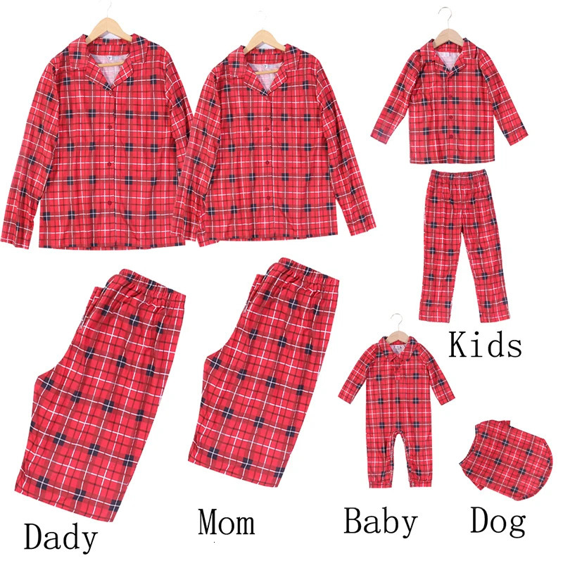 Christmas Family Matching Pajamas Cotton Mother Father Baby and Dog Clothes 240926