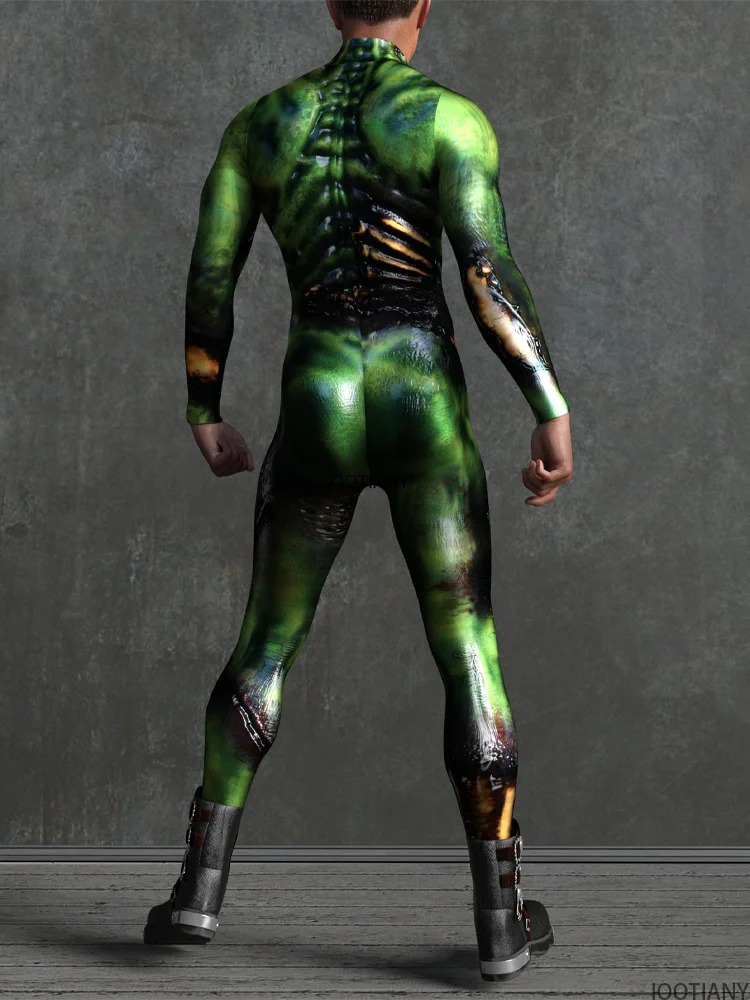 Mens horror muscle zombie cosplay jumpsuit Halloween adult alien bodysuit makeup theme party carnival bodysuit festival shapewear 240930