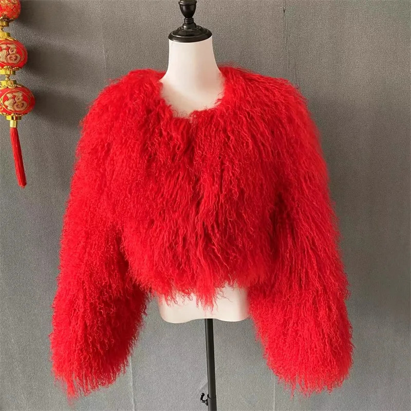 100% Mongolian sheep large-sized fur coat sheepskin coat thick warm coat factory discount 240923