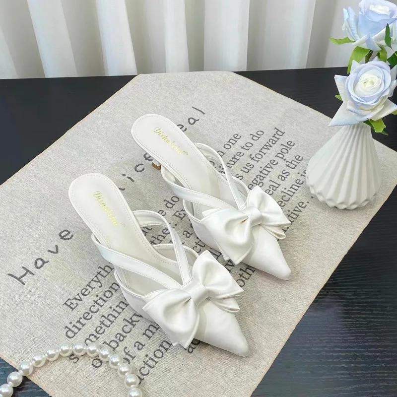 Pointed New Toe Women 2024 Summer Fashion Thin High Heels Slippers Female Casual Party Outdoor Sgbac Pumps Mujer 240921